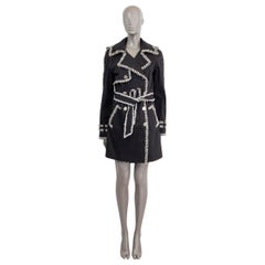 CHANEL black cotton 2004 04P BOUCLE TRIM Trench Coat Jacket 38 S