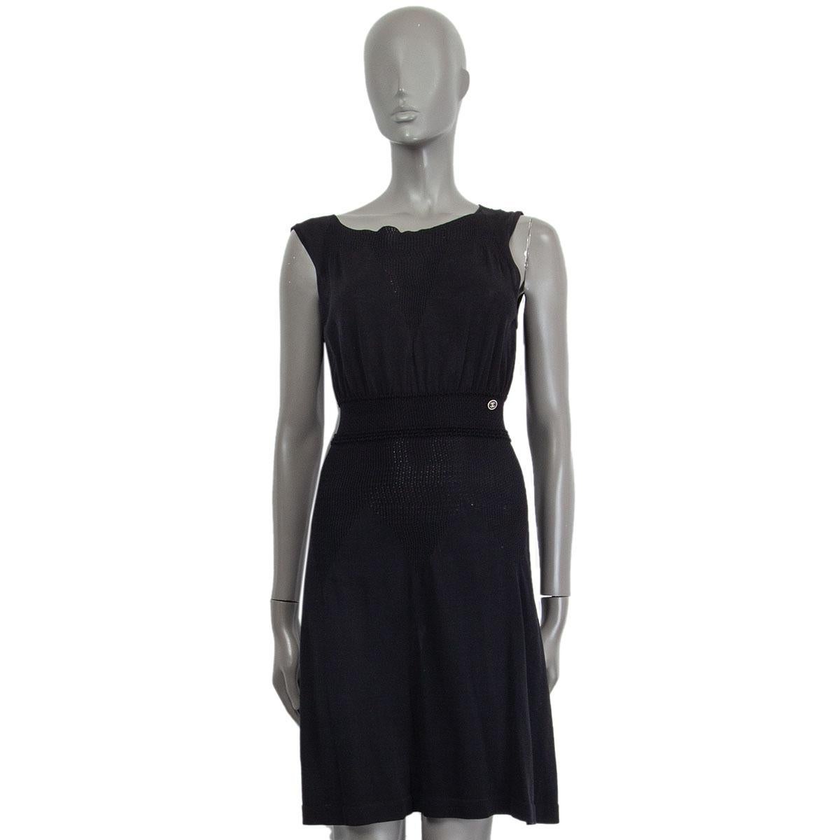Black CHANEL black cotton 2011 11P SLEEVELESS KNIT Dress 36 XS For Sale