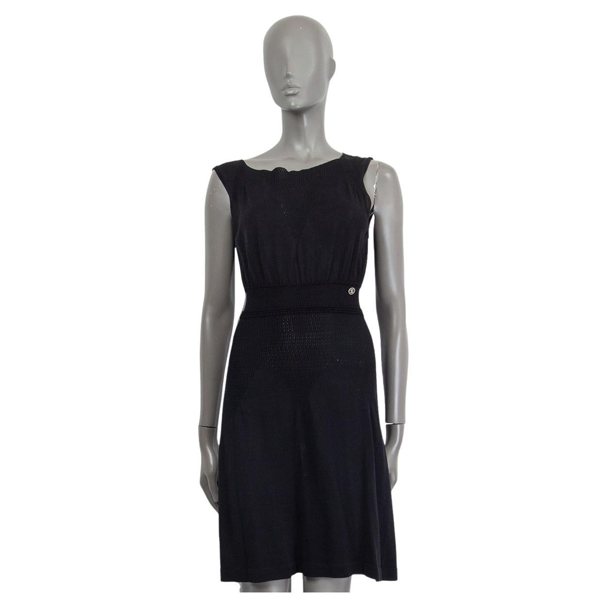 CHANEL black cotton 2011 11P SLEEVELESS KNIT Dress 36 XS For Sale