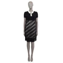 CHANEL black cotton 2012 12S DISTRESSED SHORT SLEEVE KNIT Dress 36 XS