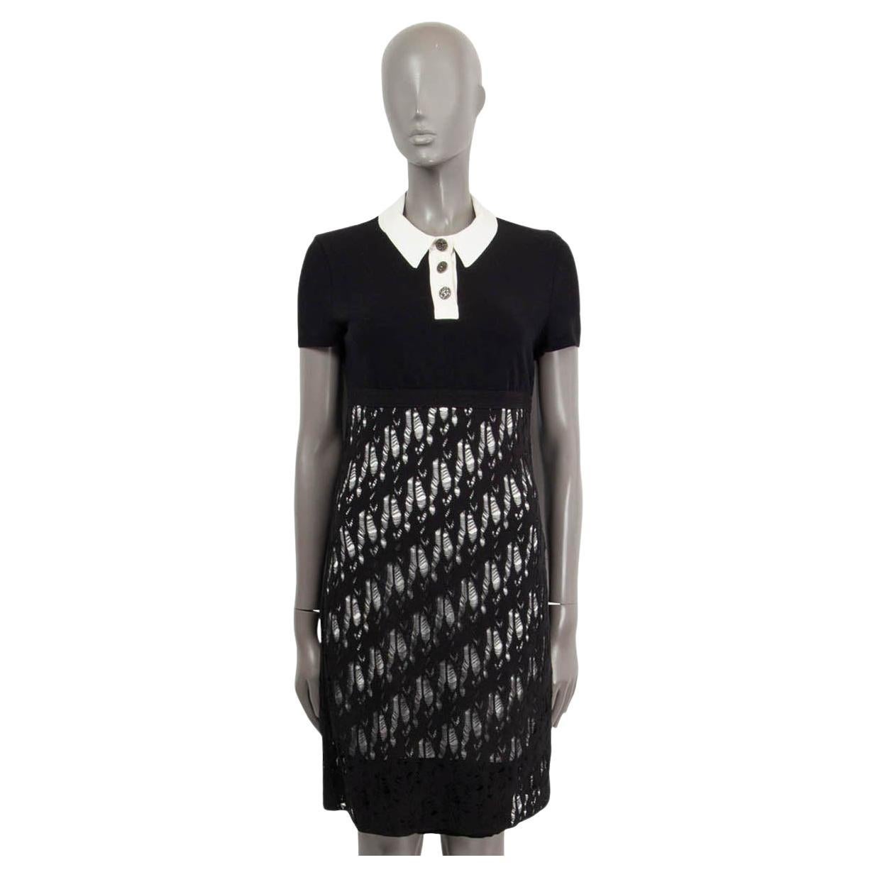 CHANEL black cotton 2012 12S DISTRESSED SHORT SLEEVE KNIT Dress 36 XS For Sale