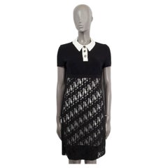 CHANEL Schwarzes Baumwollkleid aus Baumwolle 2012 12S DISTRESsed SHORT SLEEVE KNIT Kleid 36 XS