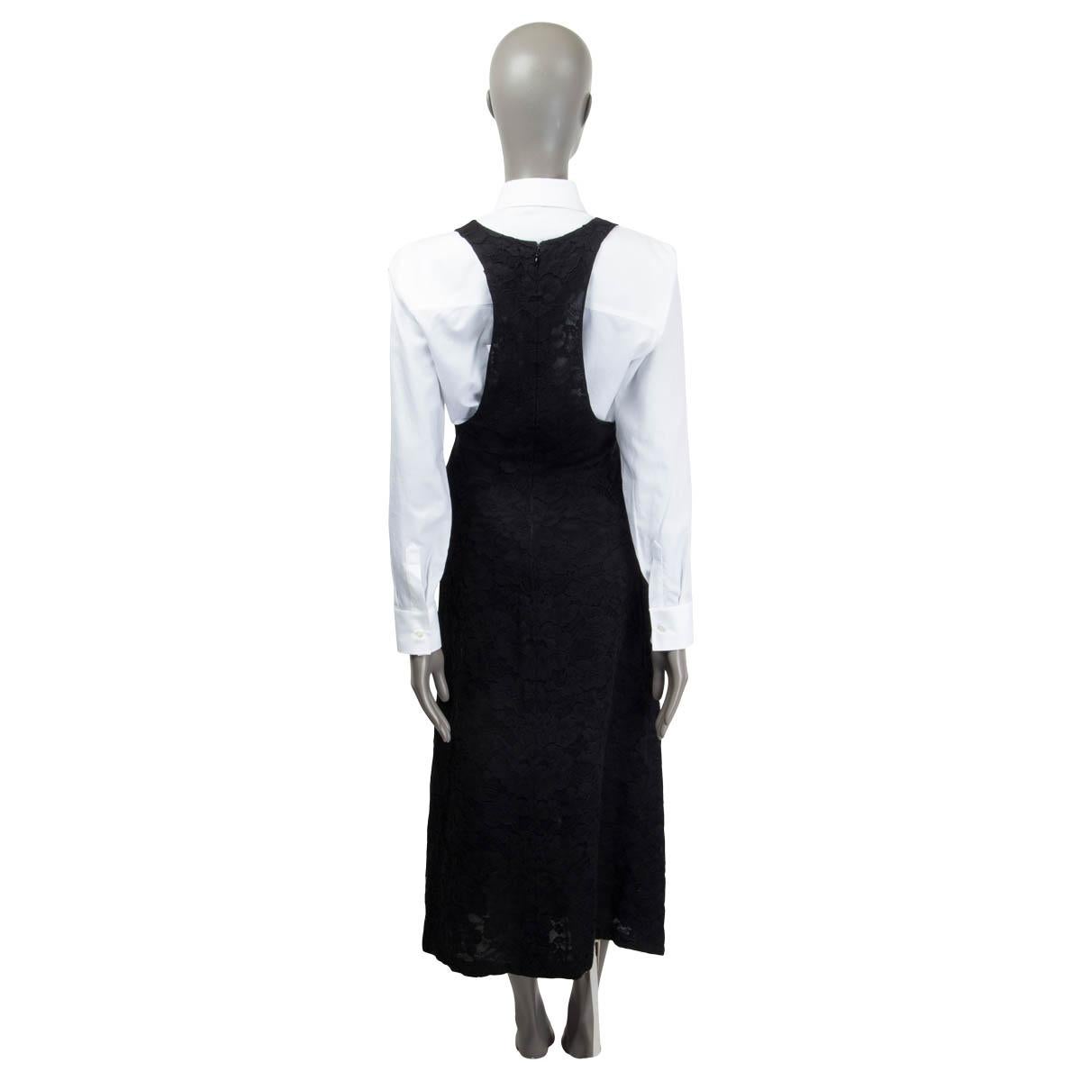 Black CHANEL black cotton 2015 SLEEVELESS RACERBACK LACE COCKTAIL Dress 40 M