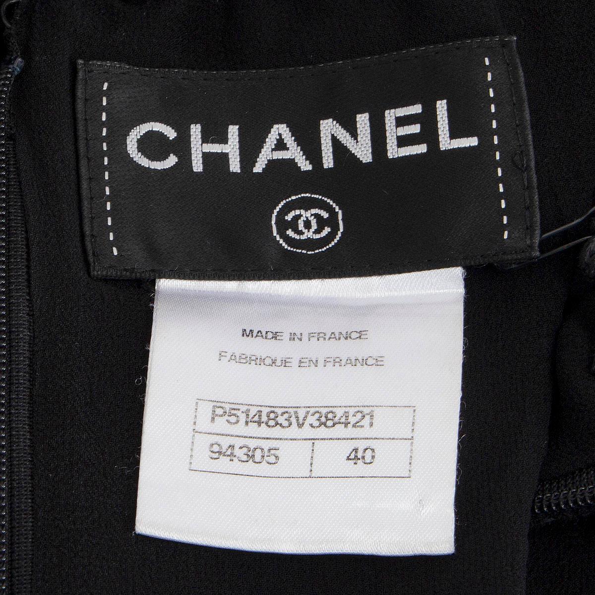 CHANEL black cotton 2015 SLEEVELESS RACERBACK LACE COCKTAIL Dress 40 M 1