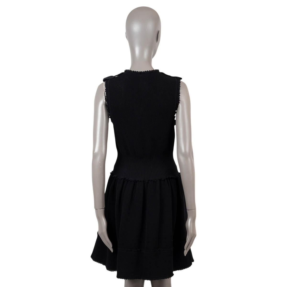 Women's CHANEL black cotton 2016 16B SLEEVELESS OPEN KNIT Dress 38 S For Sale