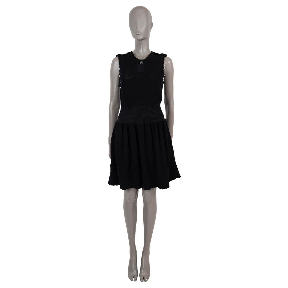 CHANEL black cotton 2016 16B SLEEVELESS OPEN KNIT Dress 38 S For Sale 1