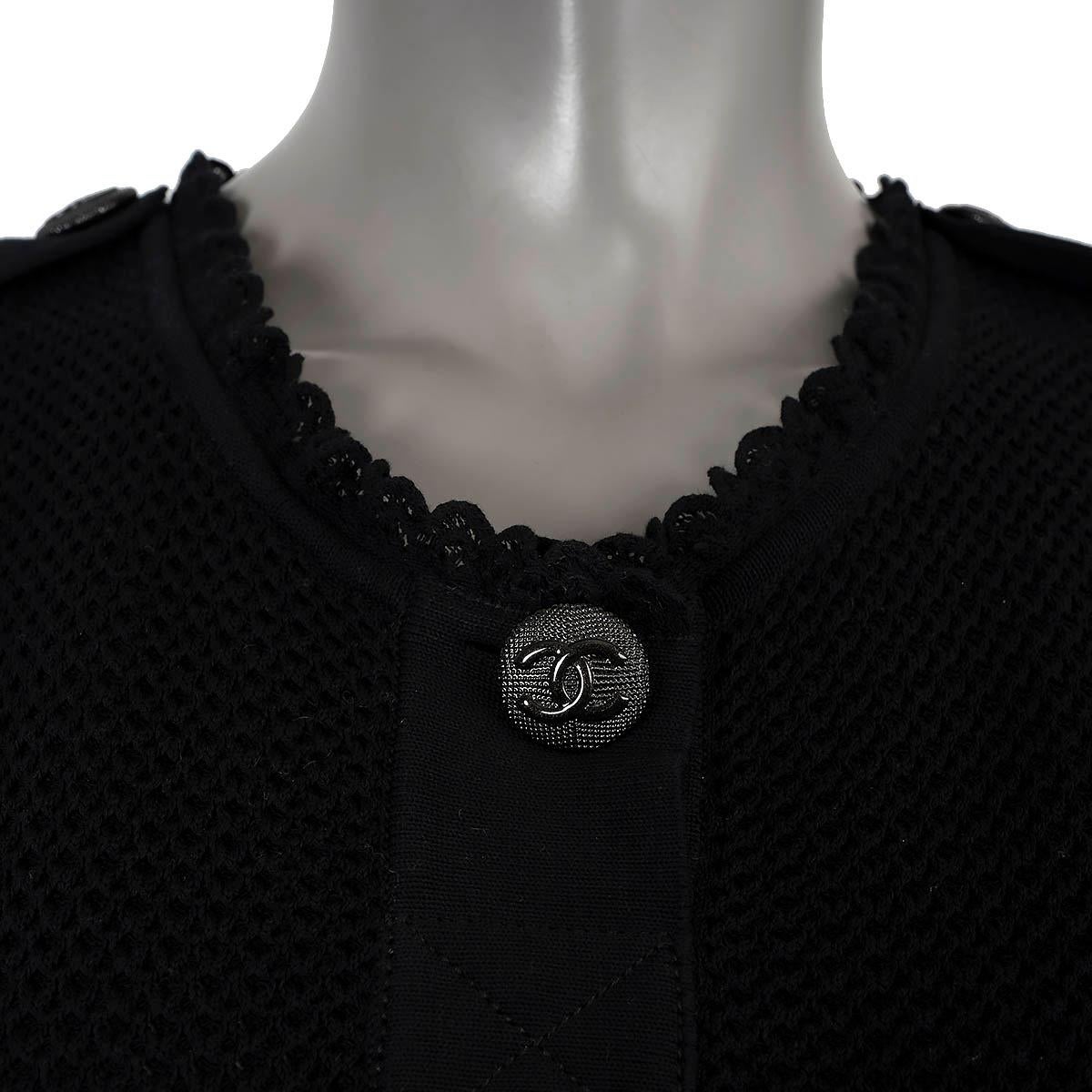 CHANEL black cotton 2016 16B SLEEVELESS OPEN KNIT Dress 38 S For Sale 3