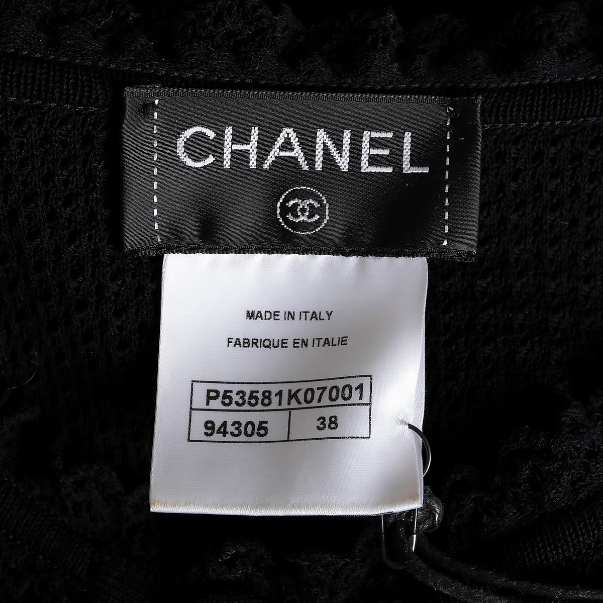 CHANEL black cotton 2016 16B SLEEVELESS OPEN KNIT Dress 38 S For Sale 4
