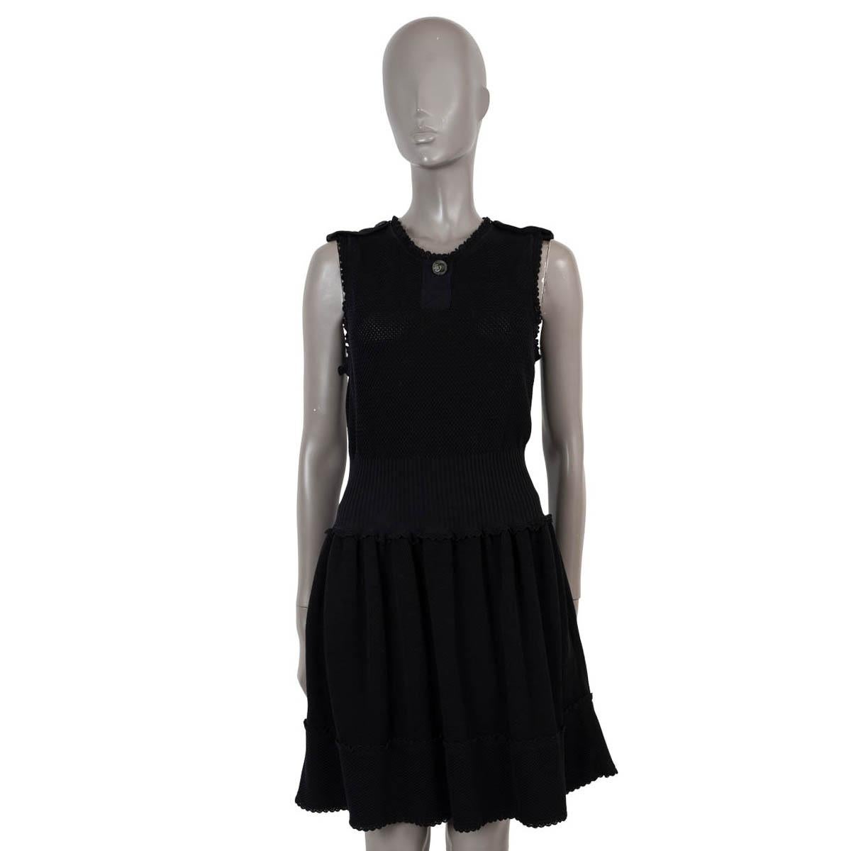 CHANEL black cotton 2016 16B SLEEVELESS OPEN KNIT Dress 38 S For Sale