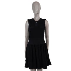 CHANEL black cotton 2016 16B SLEEVELESS OPEN KNIT Dress 38 S