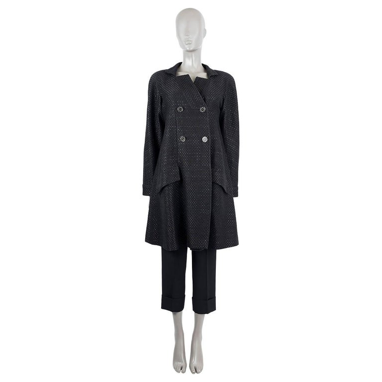 CHANEL black cotton 2016 16C SEOUL DOUBLE BREASTED Coat Jacket 38 