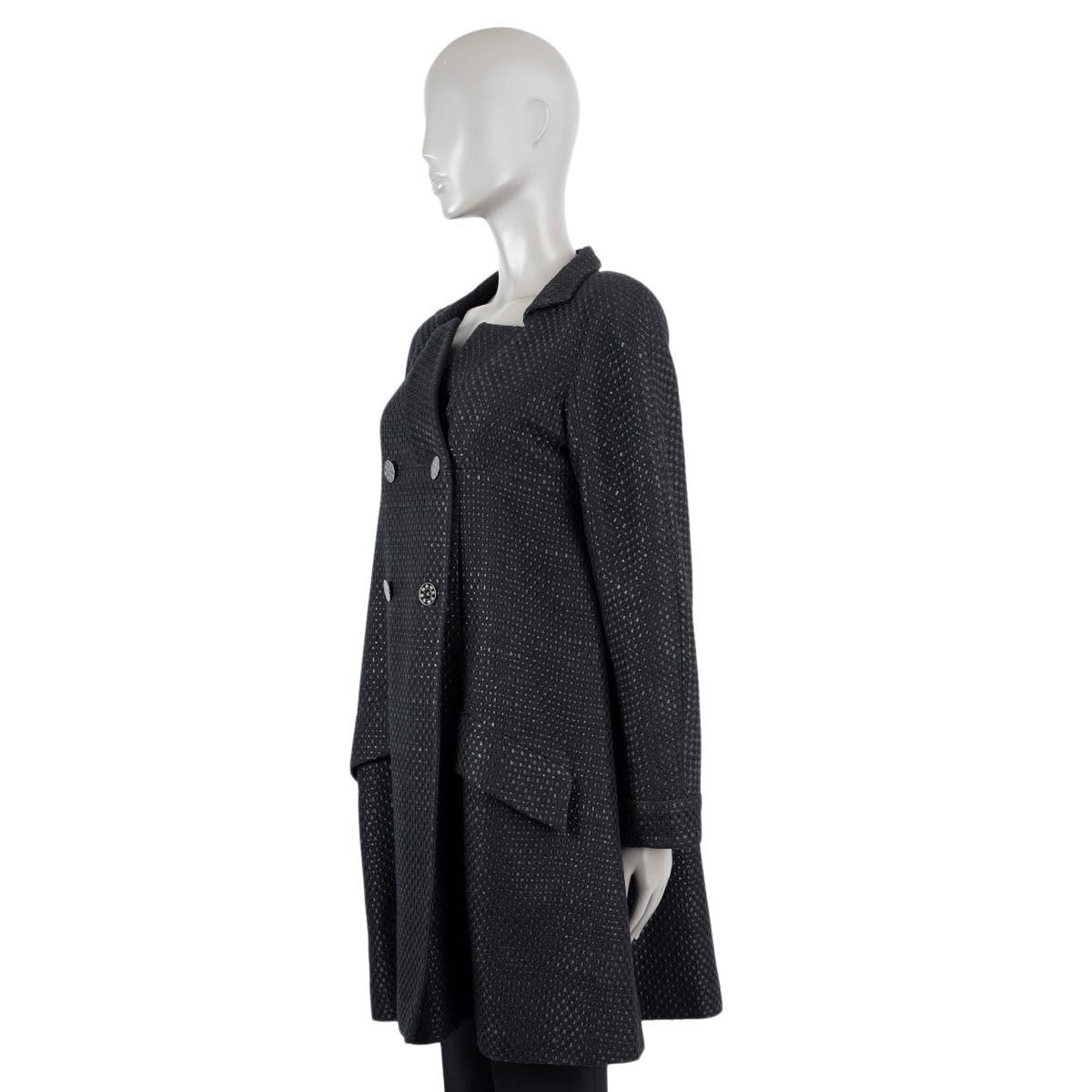 Women's CHANEL black cotton 2016 16C SEOUL DOUBLE BREASTED Coat Jacket 38 S For Sale