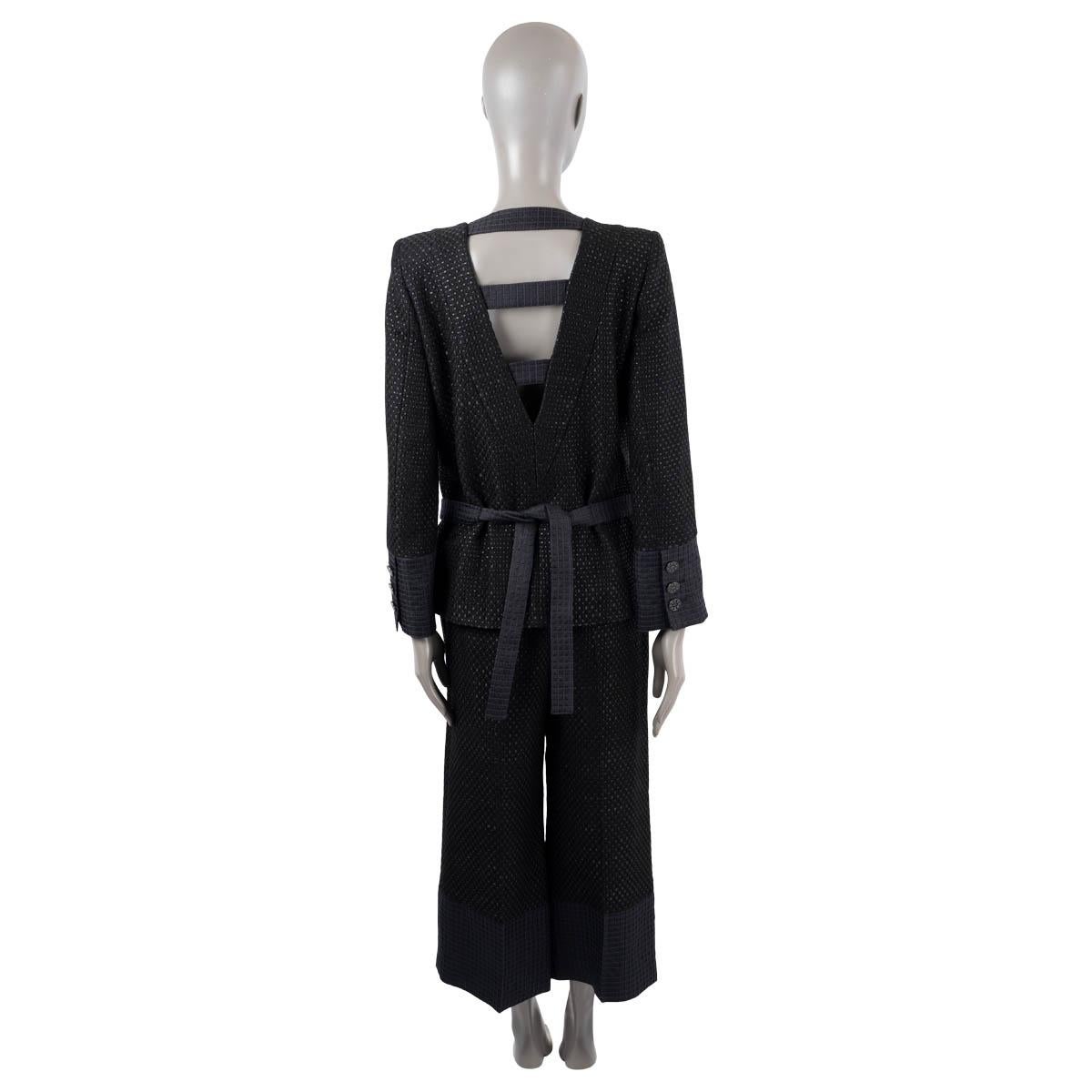 Women's CHANEL black cotton 2016 16C SEOUL DOUBLE BREASTED PANT Suit 38 S