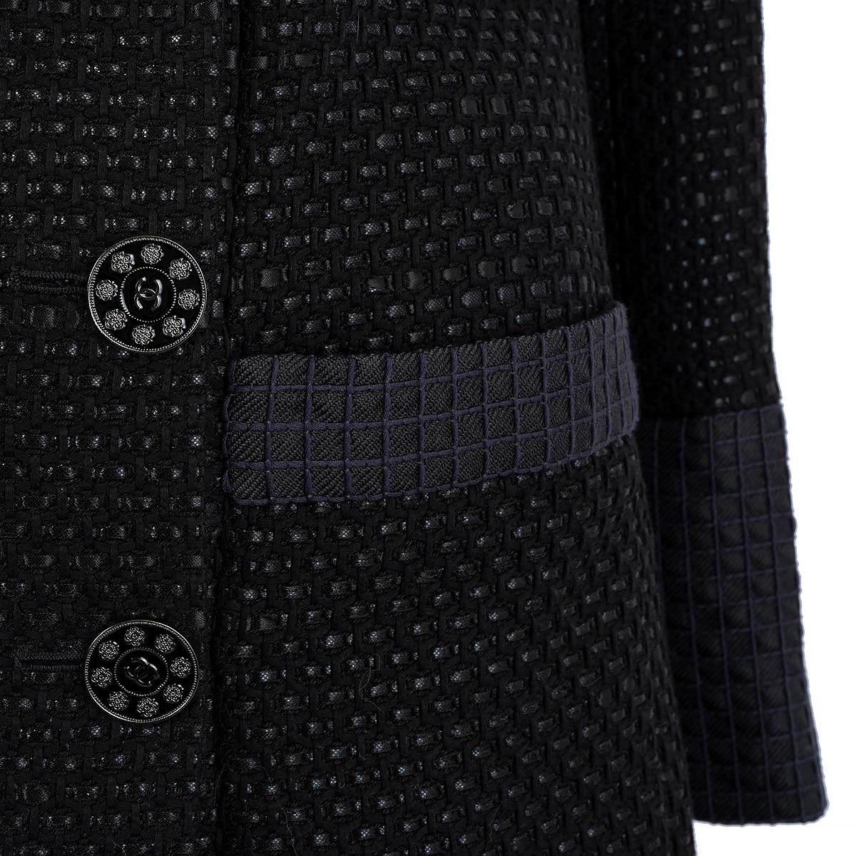 CHANEL black cotton 2016 16C SEOUL DOUBLE BREASTED PANT Suit 38 S 2