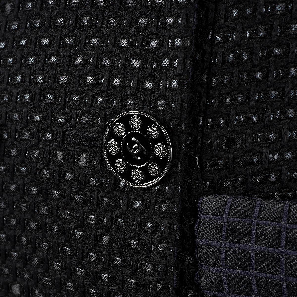 CHANEL black cotton 2016 16C SEOUL DOUBLE BREASTED PANT Suit 38 S 3
