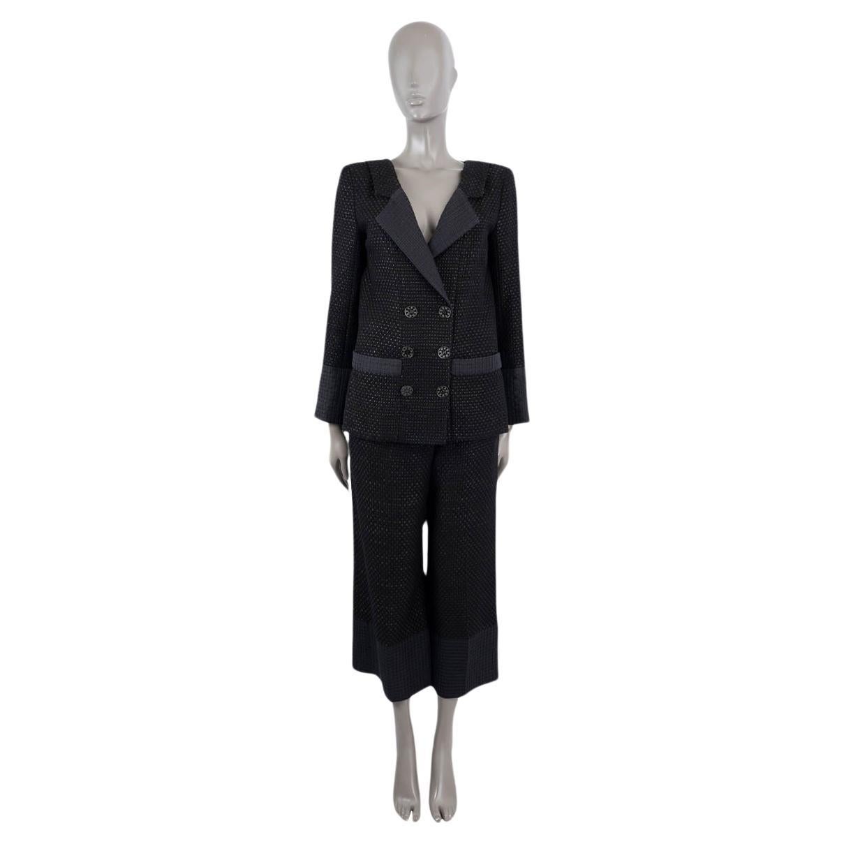 CHANEL black cotton 2016 16C SEOUL DOUBLE BREASTED PANT Suit 38 S