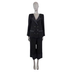 CHANEL noir coton 2016 16C SEOUL DOUBLE BREASTED PANT Suit 38 S