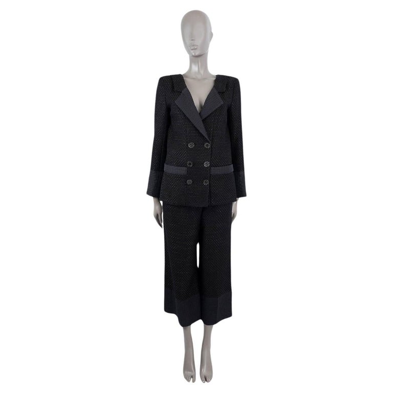 chanel black and white suit womens