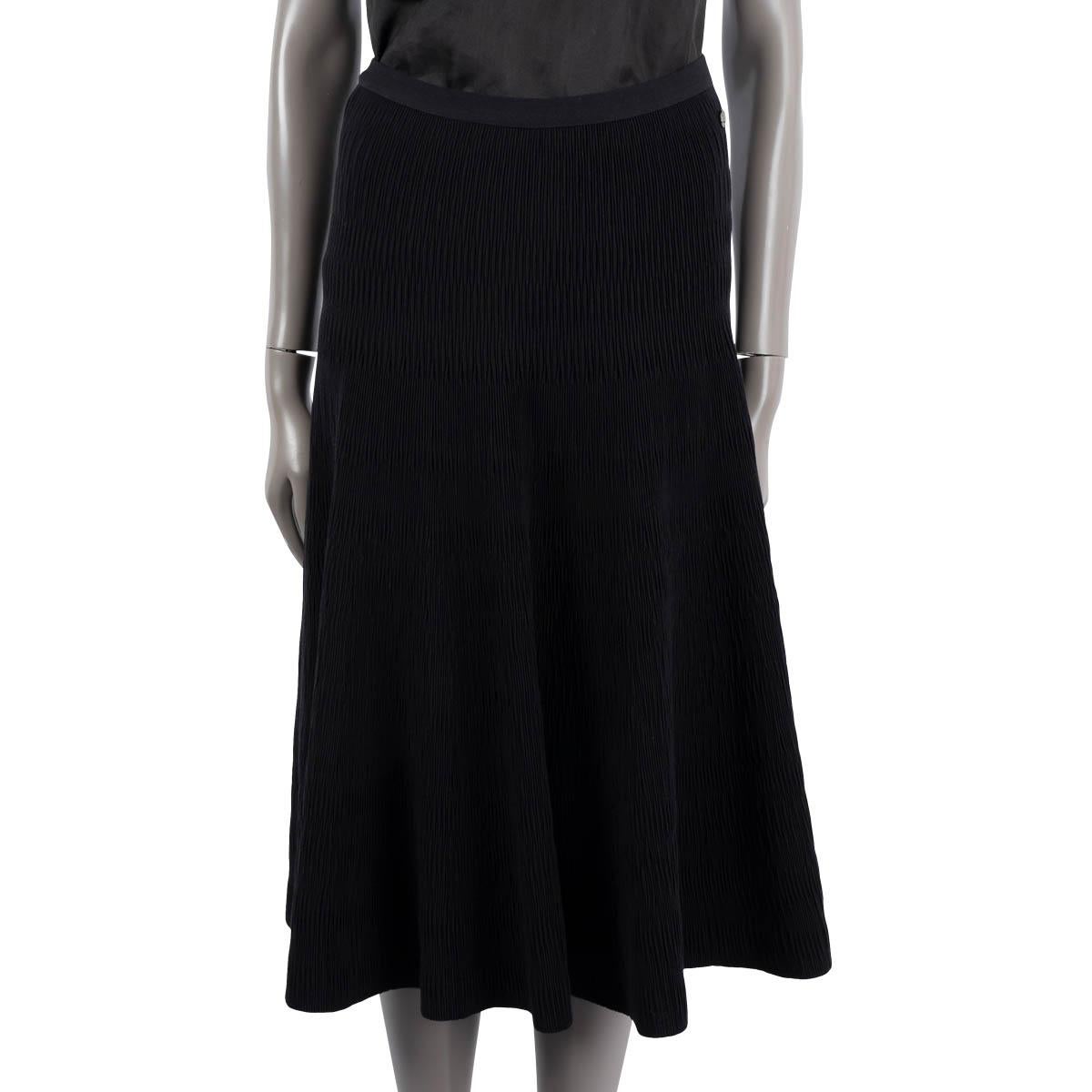 CHANEL black cotton 2016 16S TEXTURED KNIT Skirt 38 S For Sale