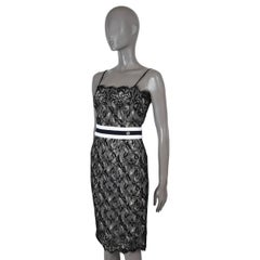 CHANEL black cotton 2017 17P LACE COCKTAIL Dress 38 S