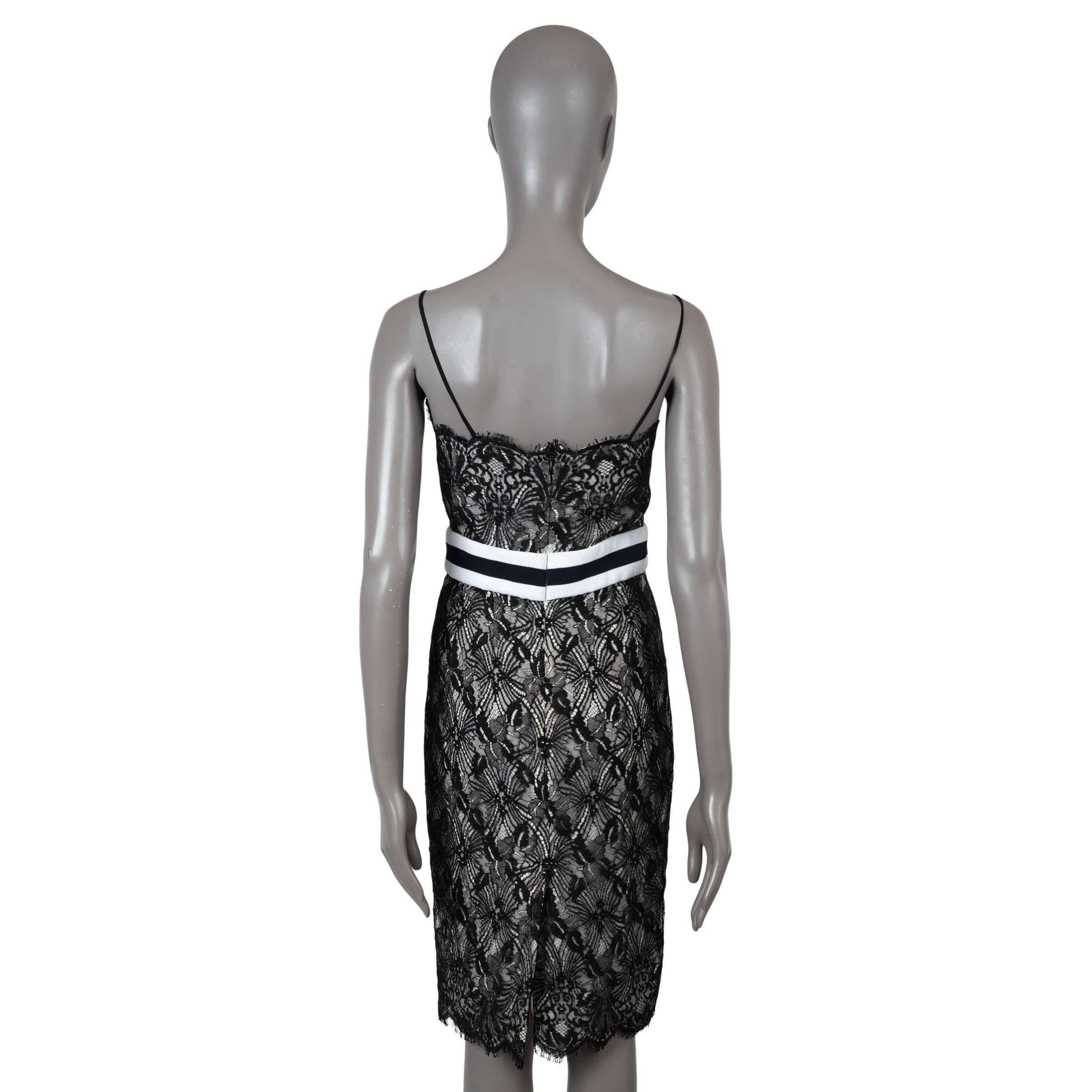 Black CHANEL black cotton 2017 17P LACE COCKTAIL Dress 38 S For Sale