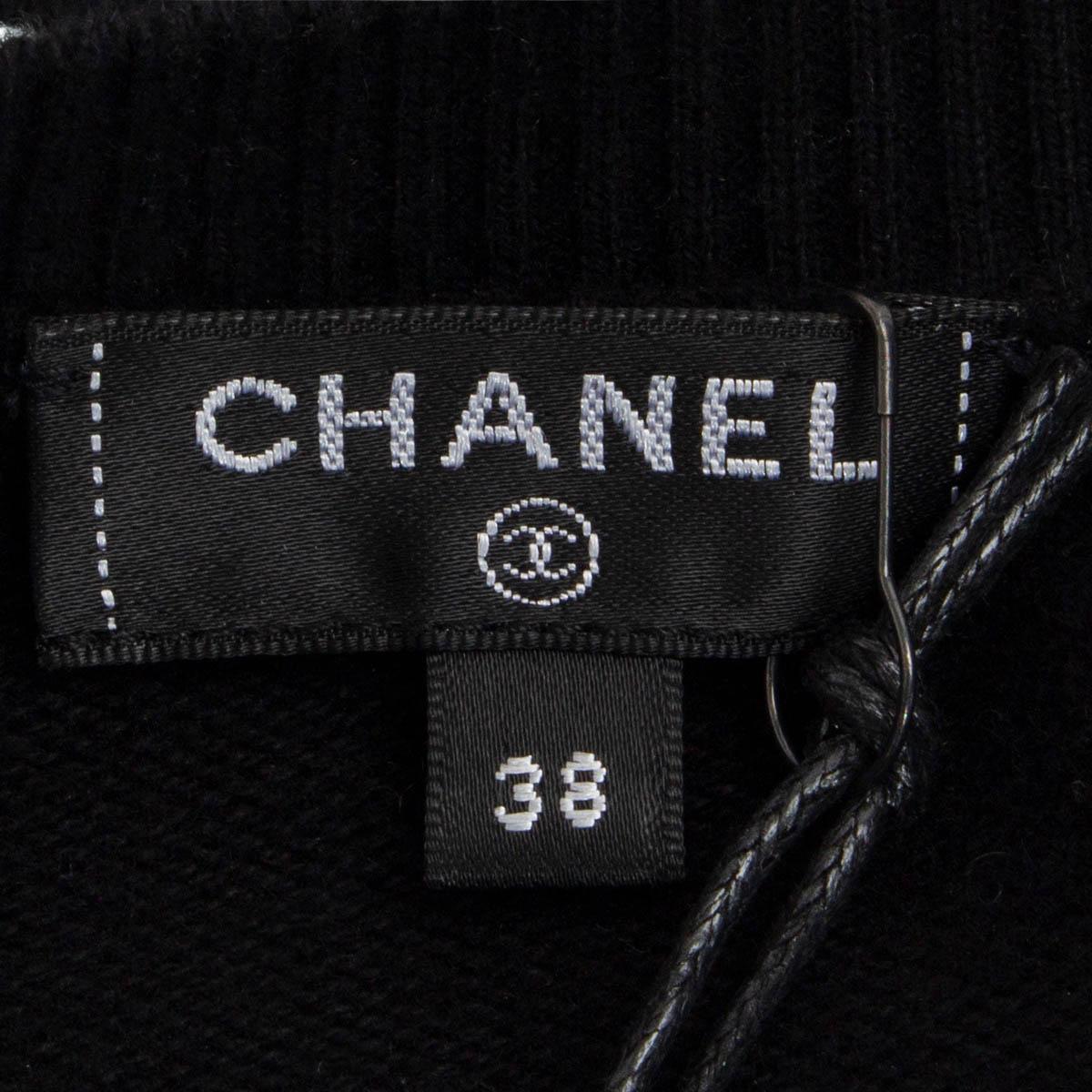 CHANEL black cotton 2017 STUDDED & GLITTER Crewneck Sweater 38 S For Sale 2