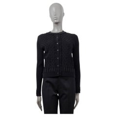 CHANEL black cotton 2018 18P TEXTURED Cardigan Sweater 38 S