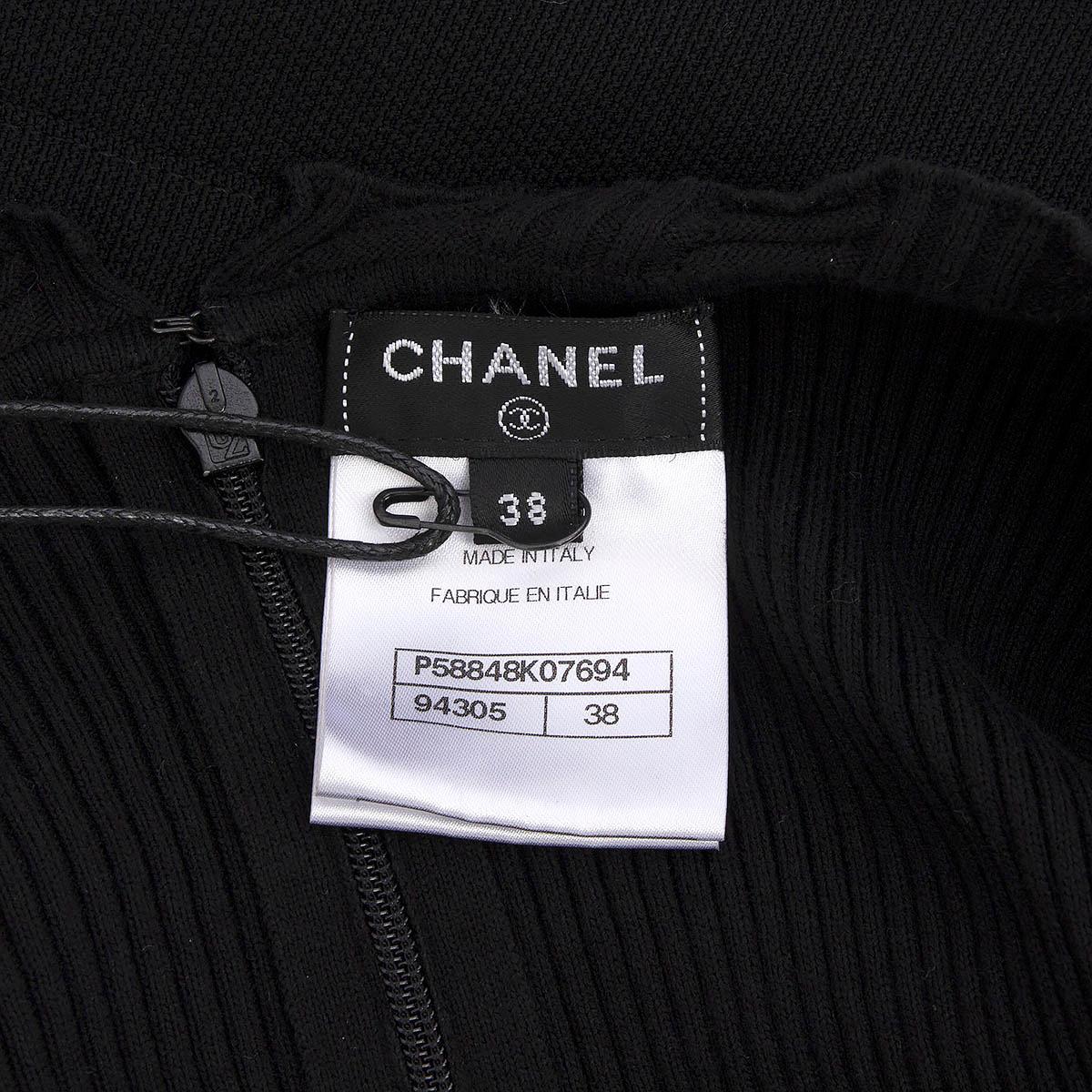 CHANEL black cotton 2018 18S RIB KNIT CROPPED Jumpsuit 38 S For Sale 1