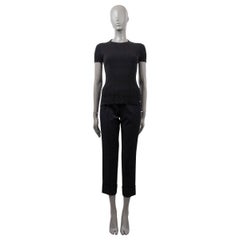 CHANEL black cotton 2018 18S TEXTURED RIB-KNIT T-Shirt Shirt 38 S