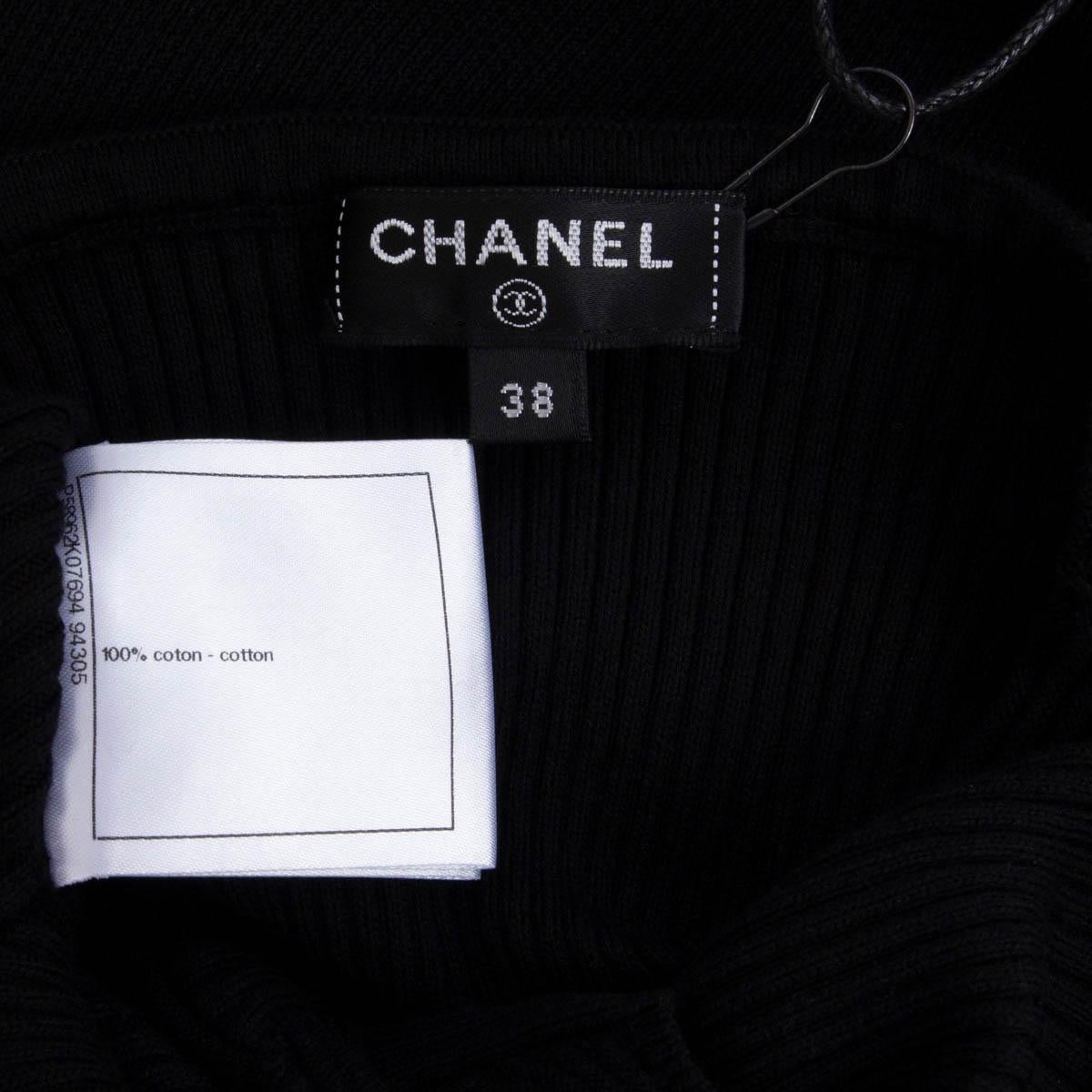 CHANEL Schwarzes Baumwollhemd 2018 18S TEXTURED RIB-KNIT T-Shirt 38 S im Angebot 4