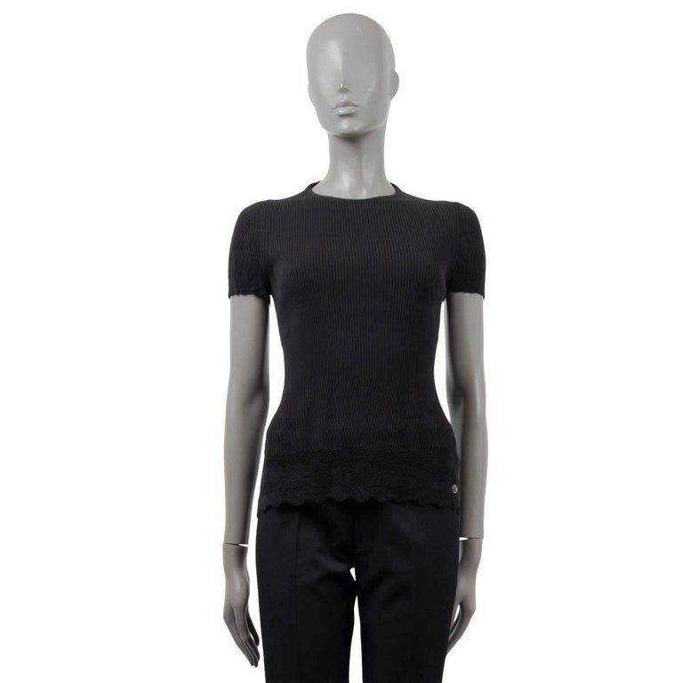 Chanel CC Logo Cashmere Knit T-Shirt Ivory Black