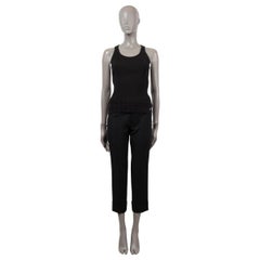 CHANEL black cotton 2018 18S TEXTURED RIB-KNIT Tank Top Shirt 38 S