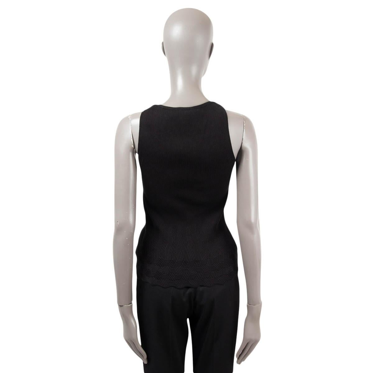 CHANEL black cotton 2018 18S TEXTURED RIB-KNIT Tank Top Shirt 38 S For Sale 1