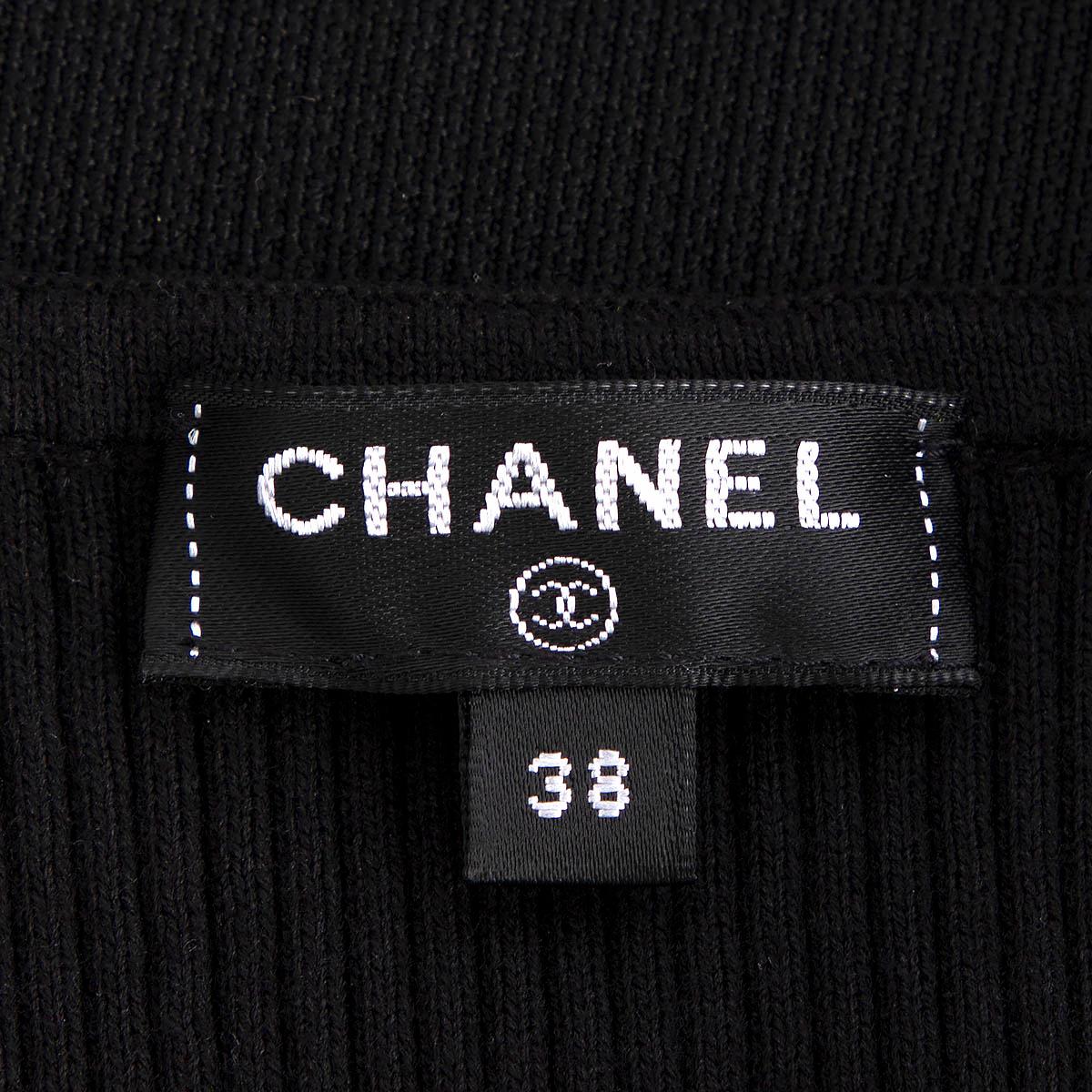 CHANEL black cotton 2018 18S TEXTURED RIB-KNIT Tank Top Shirt 38 S For Sale 4
