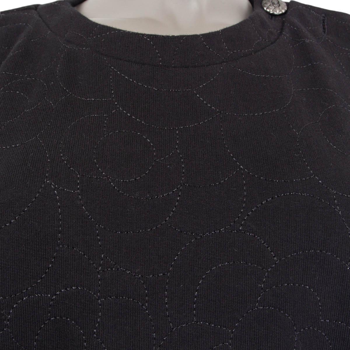 Black CHANEL black cotton 2018 CAMELIA Sweatshirt Sweater 38 S For Sale