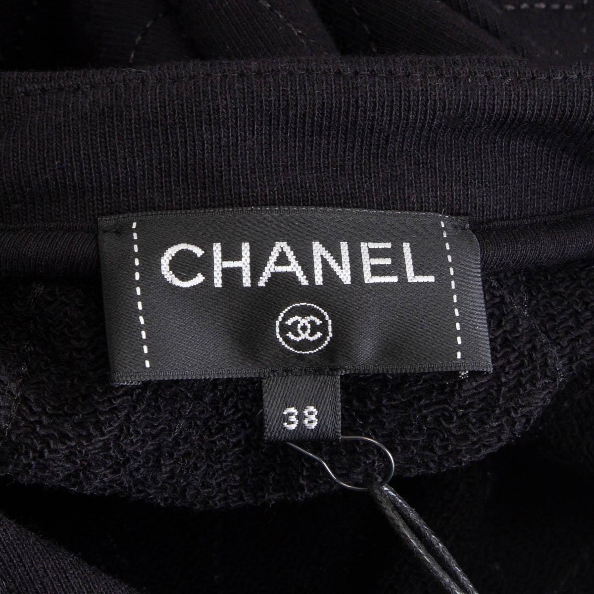 CHANEL black cotton 2018 CAMELIA Sweatshirt Sweater 38 S For Sale 1