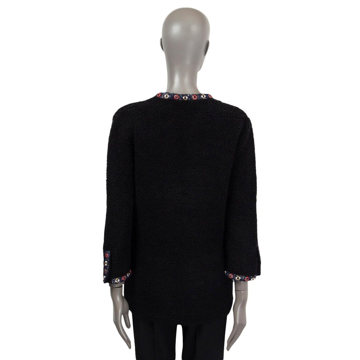 Black CHANEL black cotton 2019 19C LA PAUSA BOUCLE TUNIC Blouse Shirt 38 S