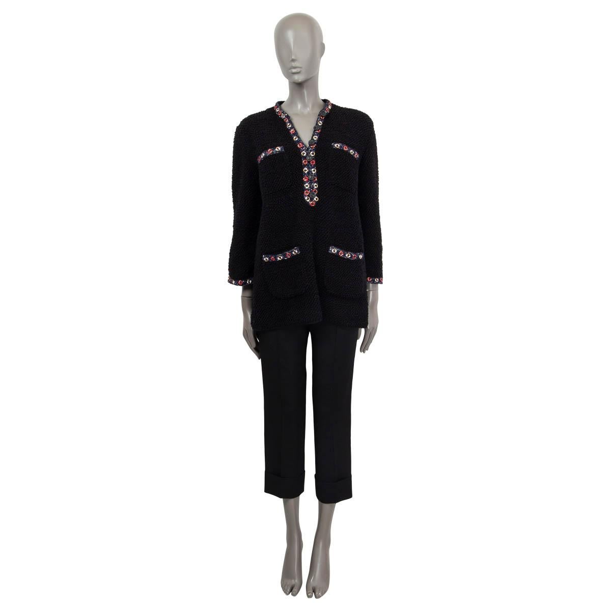 Women's CHANEL black cotton 2019 19C LA PAUSA BOUCLE TUNIC Blouse Shirt 38 S