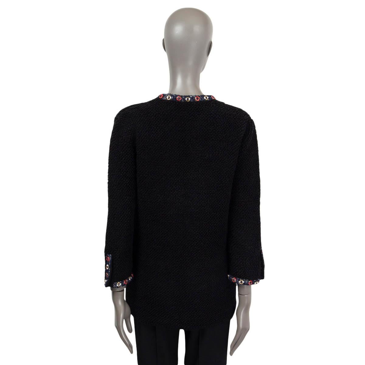 CHANEL black cotton 2019 19C LA PAUSA BOUCLE TUNIC Blouse Shirt 38 S For Sale 1