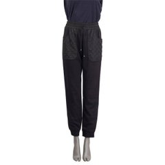 CHANEL black cotton 2019 QUILTED POCKETS TRACK Pants 38 S