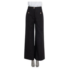 CHANEL black cotton 2020 20A RUE CAMBON WIDE LEG Pants 38 S