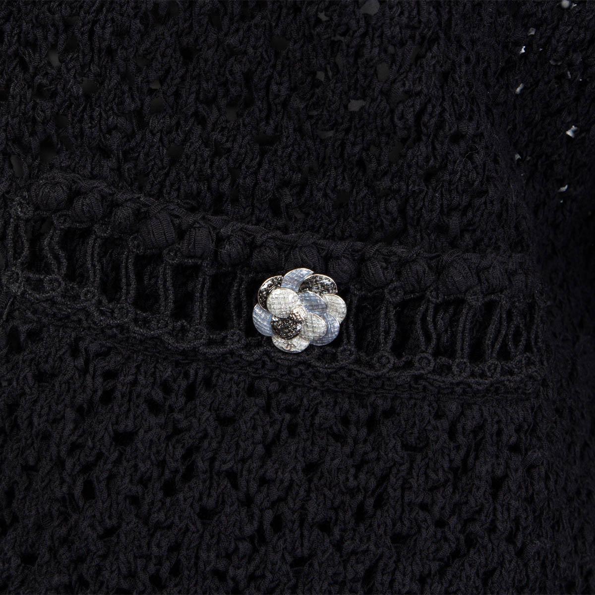 Black CHANEL black cotton 2020 CROCHET Cardigan Sweater 38 S