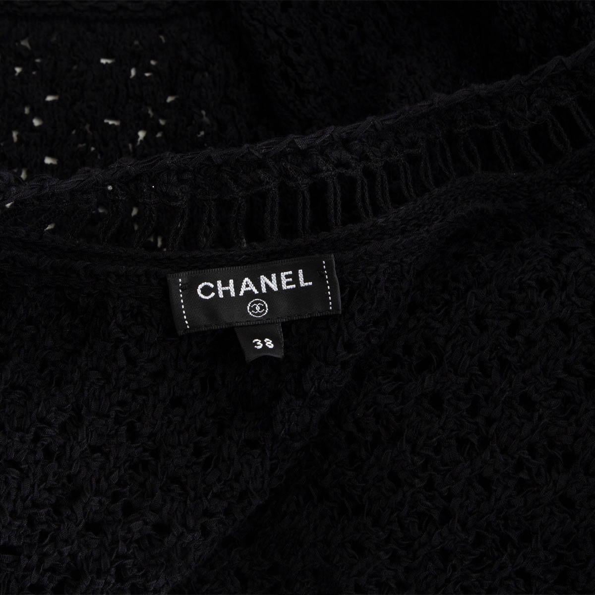 Women's CHANEL black cotton 2020 CROCHET Cardigan Sweater 38 S