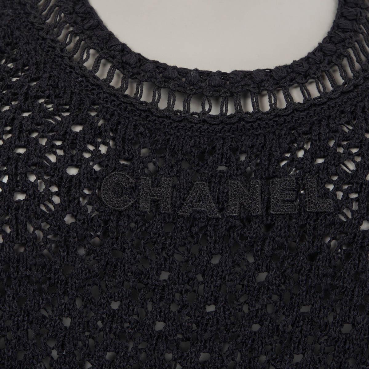 CHANEL black cotton 2020 CROCHET LOGO Sleeveless Shirt Tank Top 38 S 2