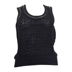 CHANEL black cotton 2020 CROCHET LOGO Sleeveless Shirt Tank Top 38 S