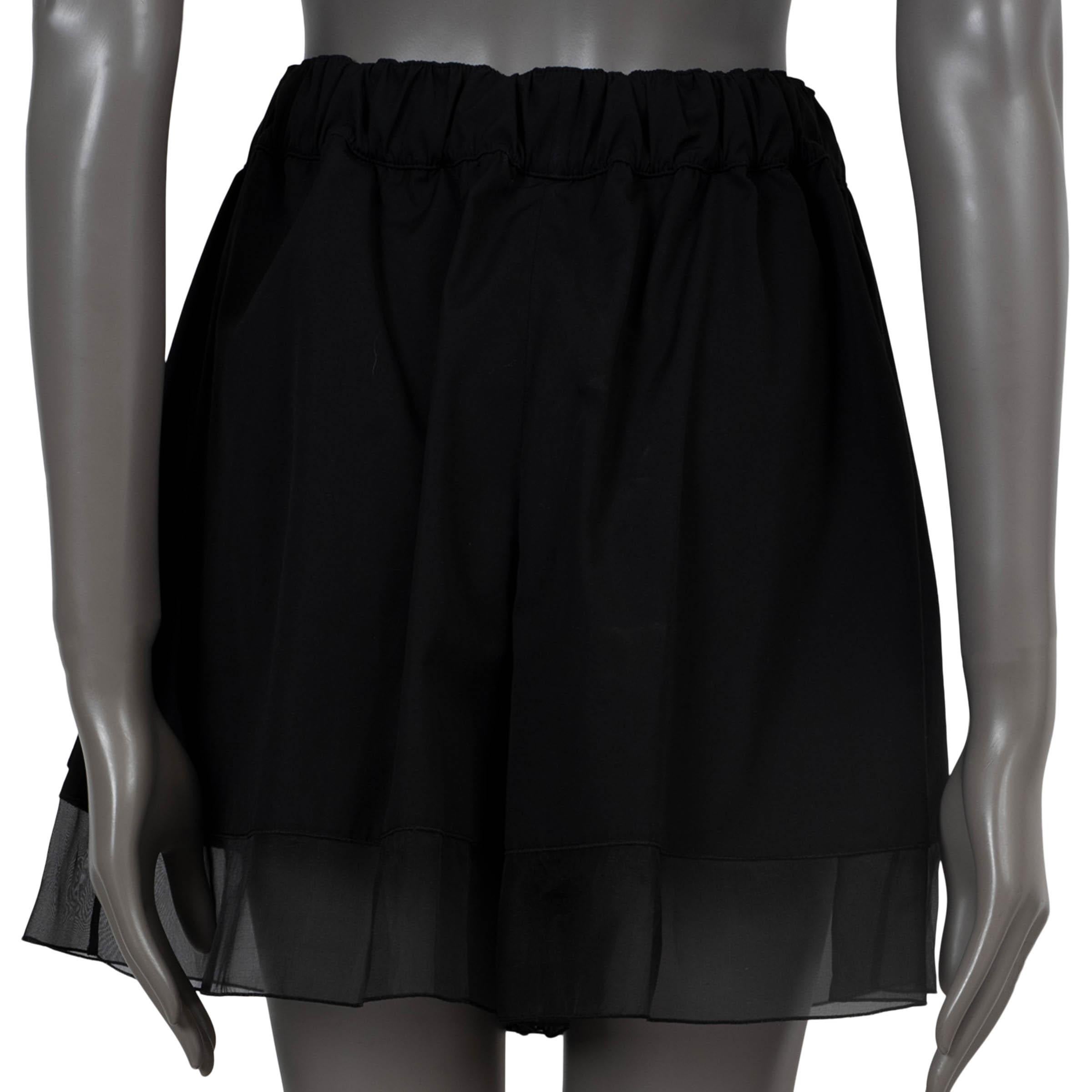 Black CHANEL black cotton 202020 20P BELTED CHIFFON Shorts Pants 40 M For Sale