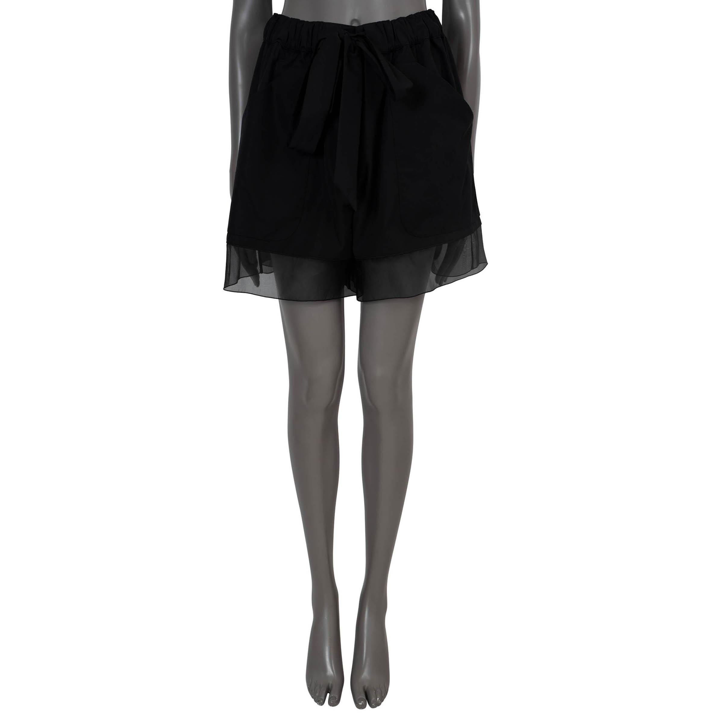 Women's or Men's CHANEL black cotton 202020 20P BELTED CHIFFON Shorts Pants 40 M For Sale