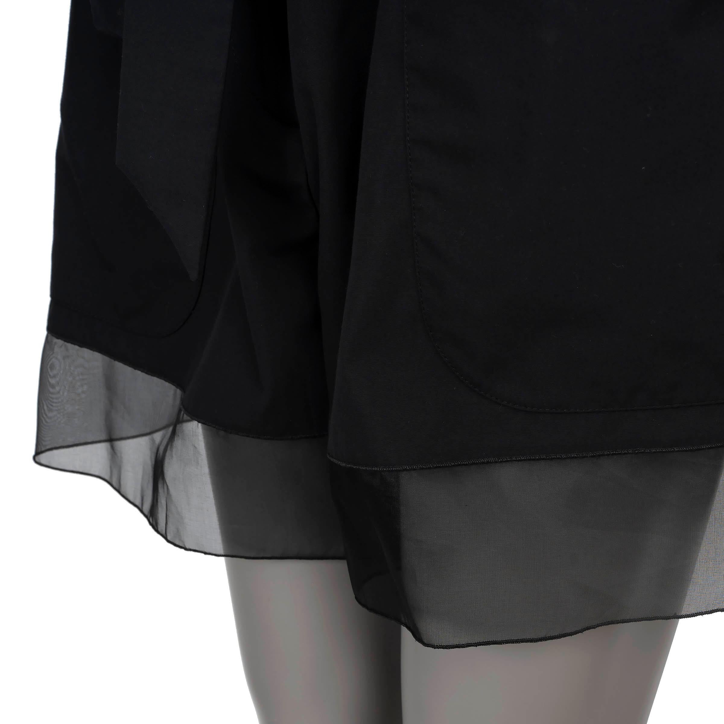 CHANEL black cotton 202020 20P BELTED CHIFFON Shorts Pants 40 M For Sale 1