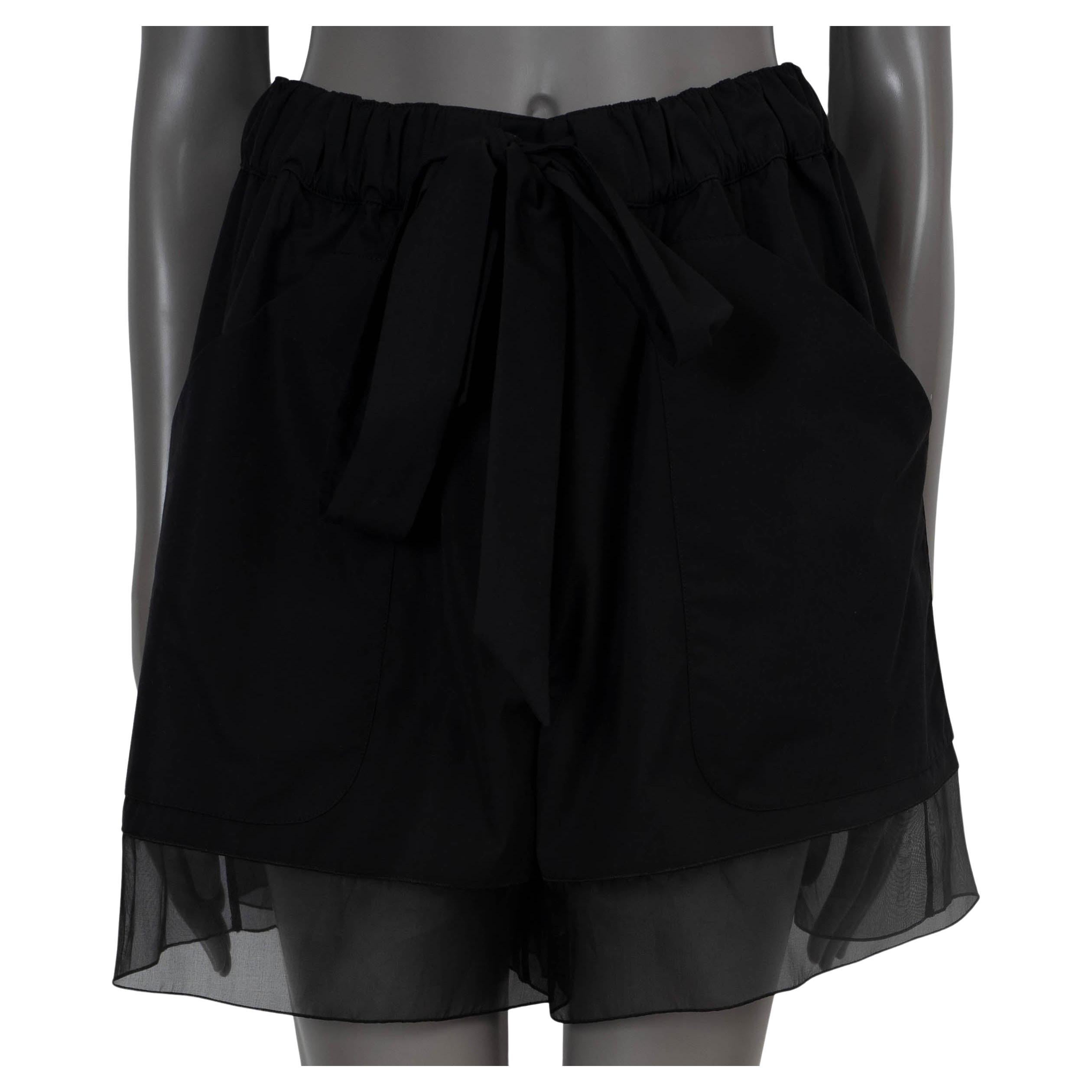 CHANEL black cotton 202020 20P BELTED CHIFFON Shorts Pants 40 M For Sale