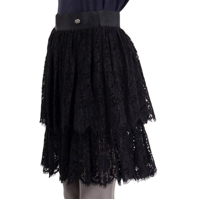 Women's CHANEL black cotton 2013 LACE SKORTS Skirt 38 S